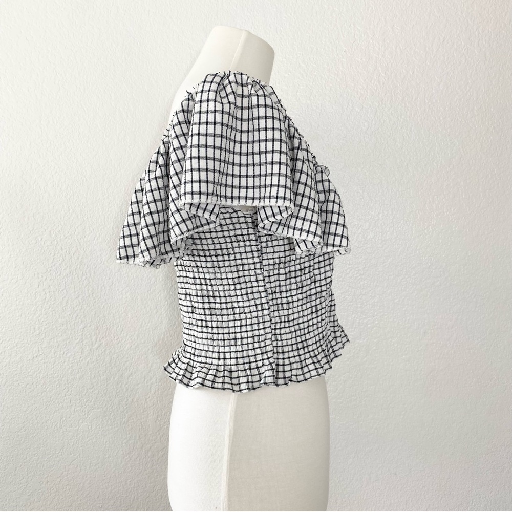 MAEVE BY ANTHROPOLOGY Crinkle Gingham Smoked Crop Top - Picture 3 of 7